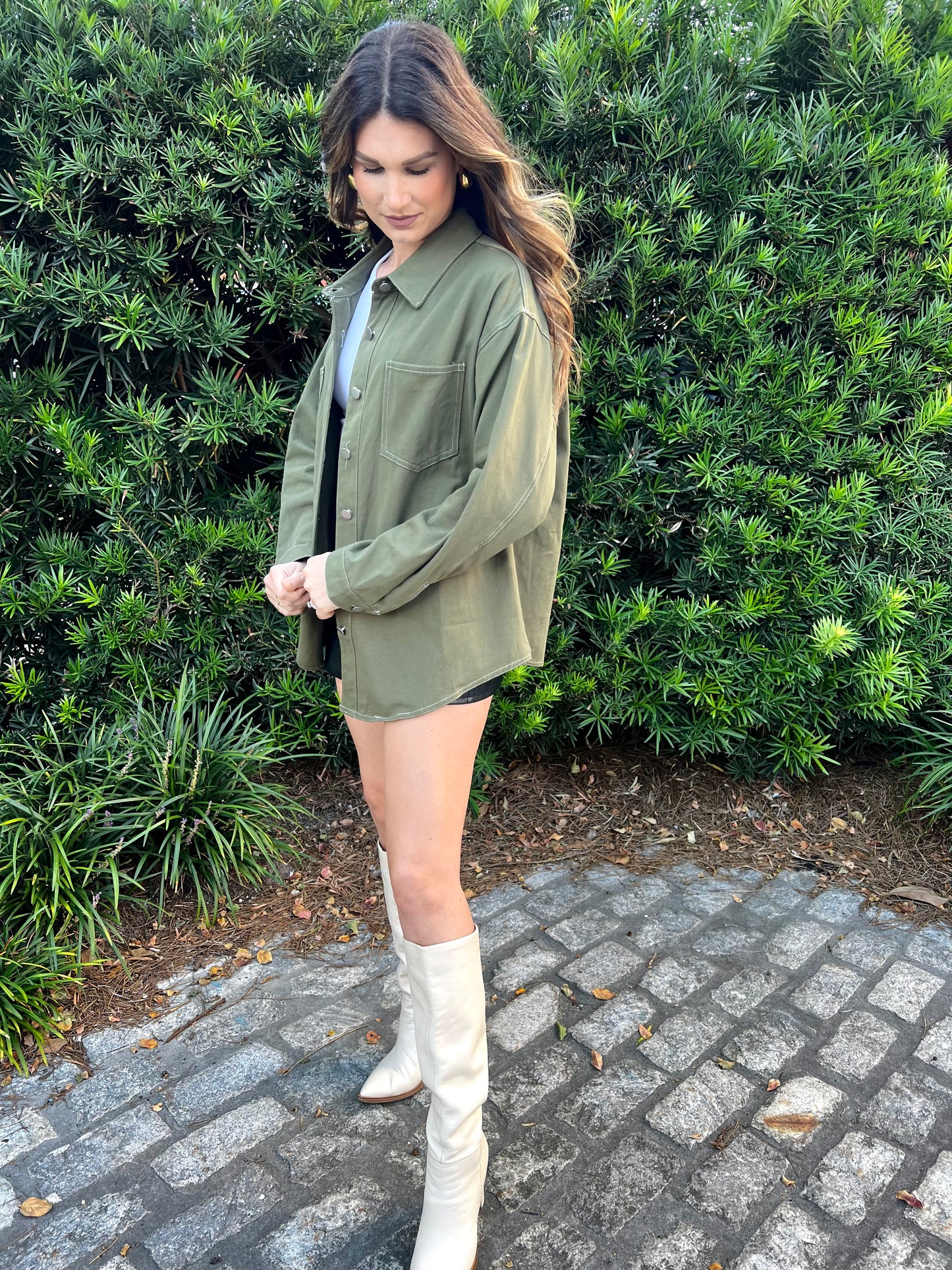 GI Jane Olive Shirt Jacket