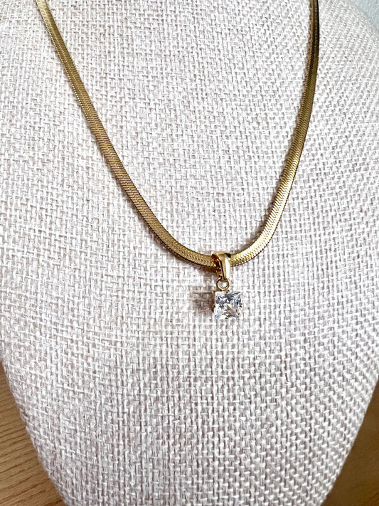 Melania Square Pendant Necklace