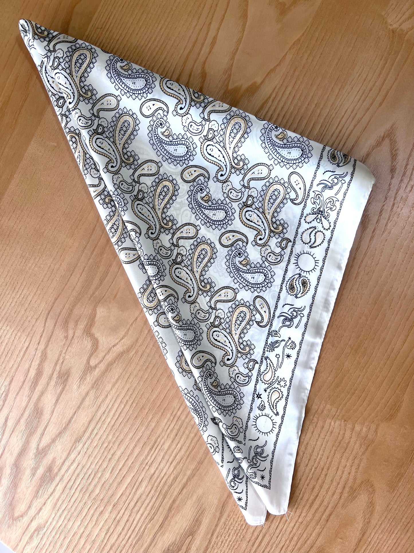 Delaney White Paisley Satin Scarf