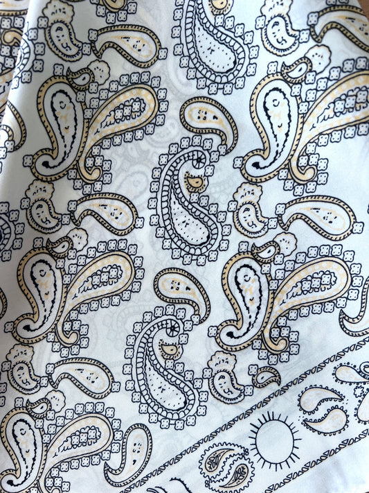 Delaney White Paisley Satin Scarf
