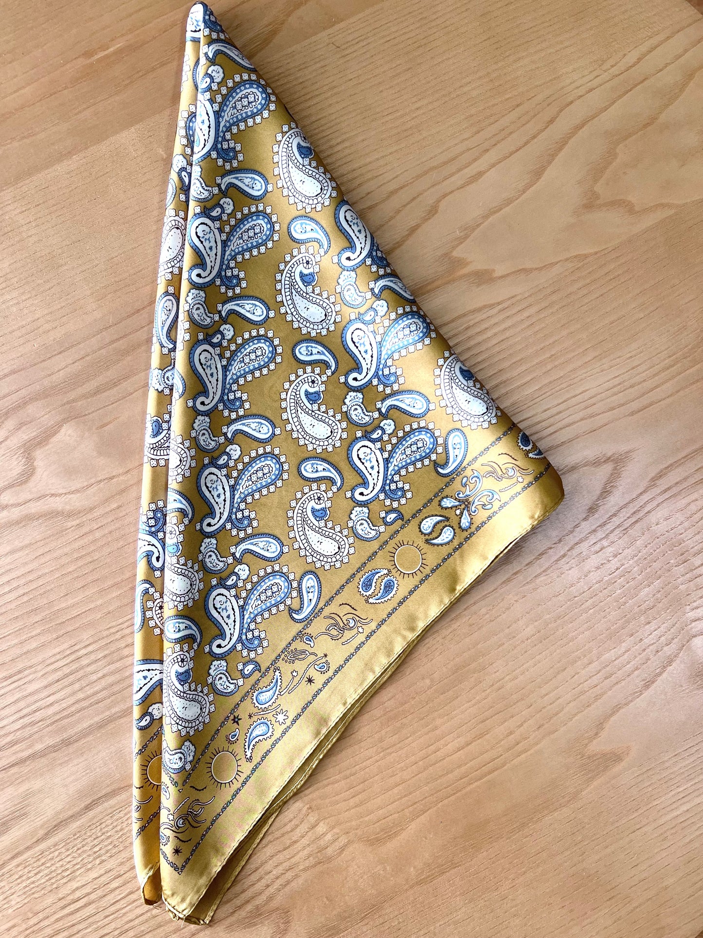 Delaney Gold Paisley Satin Scarf