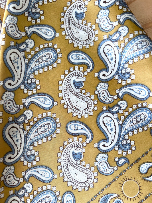 Delaney Gold Paisley Satin Scarf