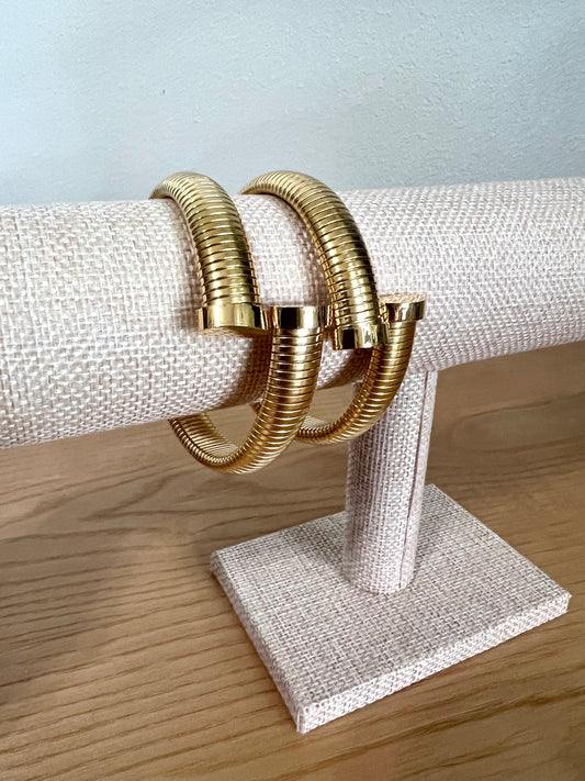 Zuri Gold Pleated Bangle Bracelet