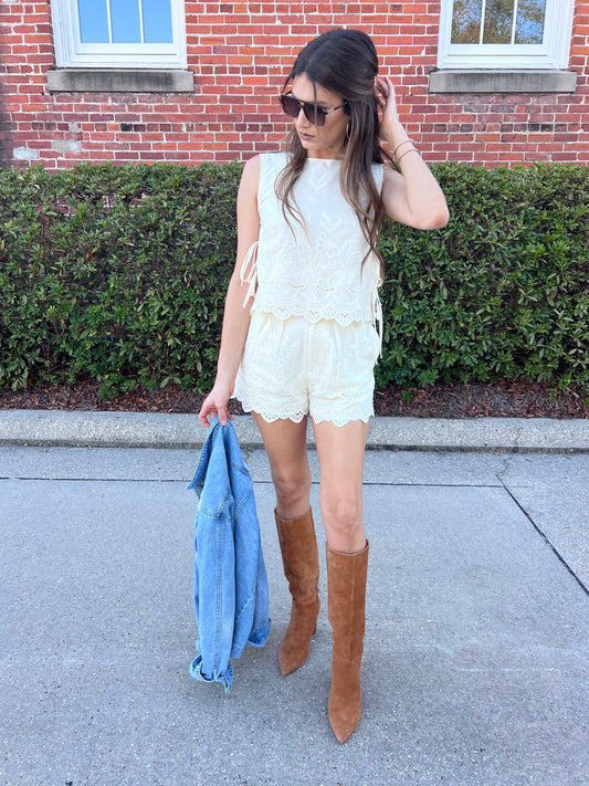 The Annie Embroidered Top and Shorts Set