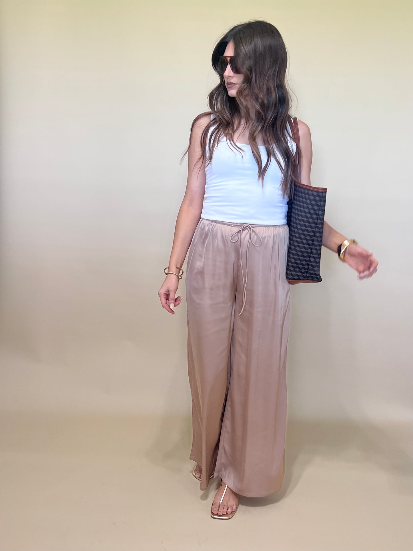 The Celine Wide Leg Satin Pants