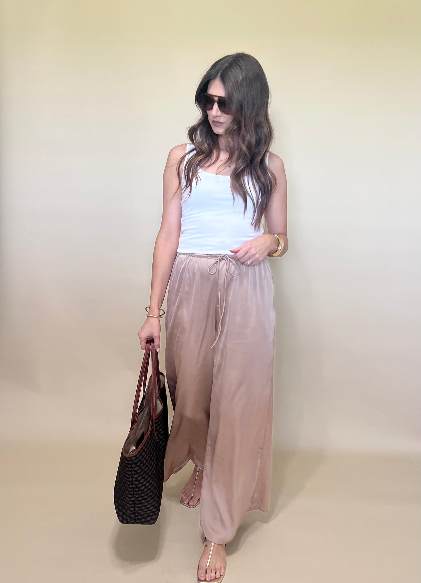 The Celine Wide Leg Satin Pants