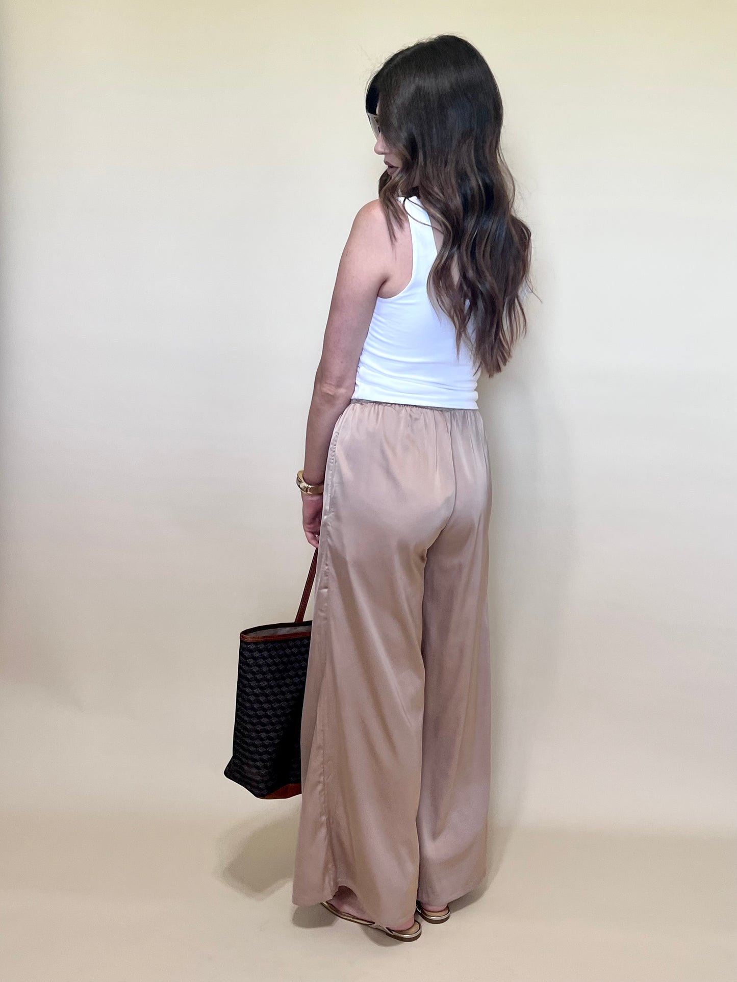 The Celine Wide Leg Satin Pants